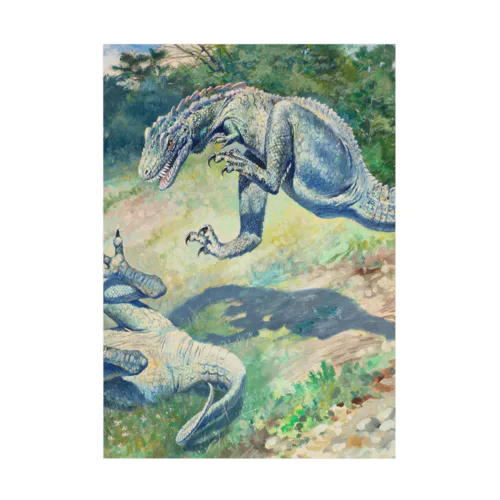 戦う二匹のドリプトサウルス Stickable Poster