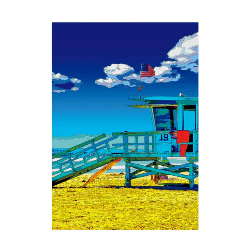 アメリカ ベニスビーチのライフガードステーション Stickable Poster