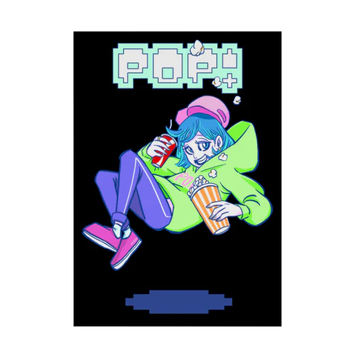 POP GIRL（BLK） Stickable Poster