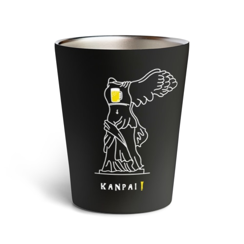 彫刻 × BEER（サモトラケのニケ）白線画 Thermo Tumbler