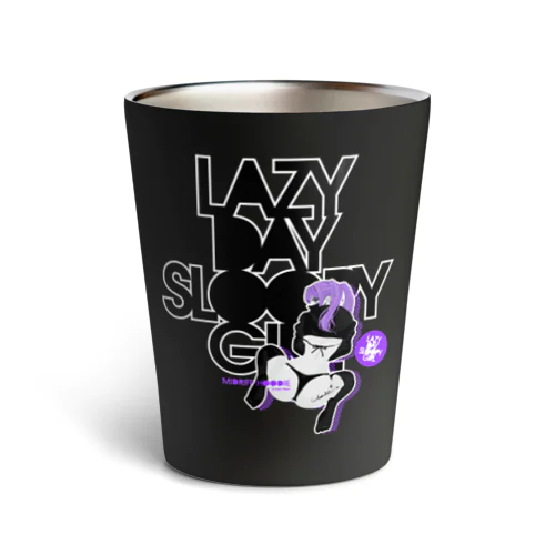 LAZY DAY SLOOPY GIRL 0574 ブラックフーディー女子 エロポップ ロゴ Thermo Tumbler