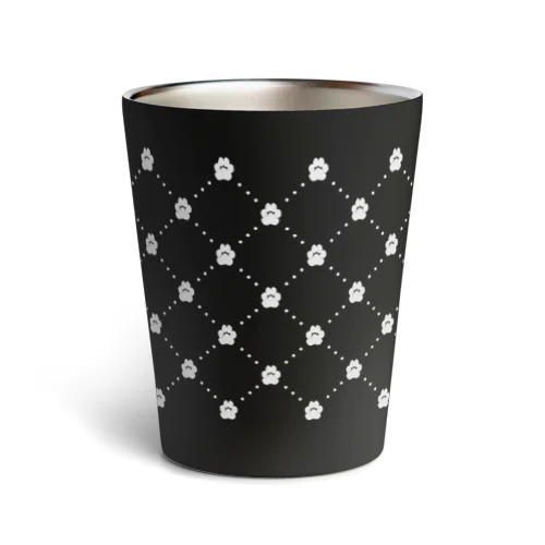 diagonal grid-paw_clr_wh Thermo Tumbler