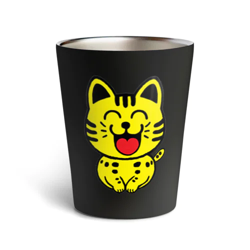 嬉しい楽しい愉快な開運ネコ「ポイポイ・ラッキー！❗️😺」（開運猫） Thermo Tumbler