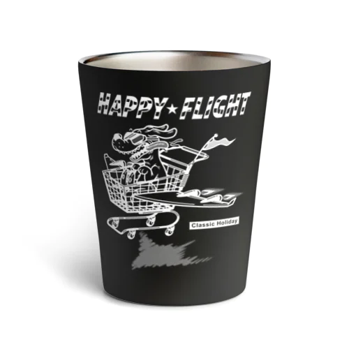 happy dog -happy flight- (white ink) サーモタンブラー