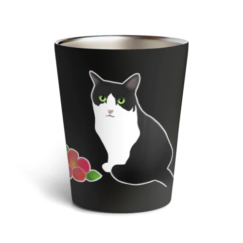 赤い花と猫山さん Thermo Tumbler