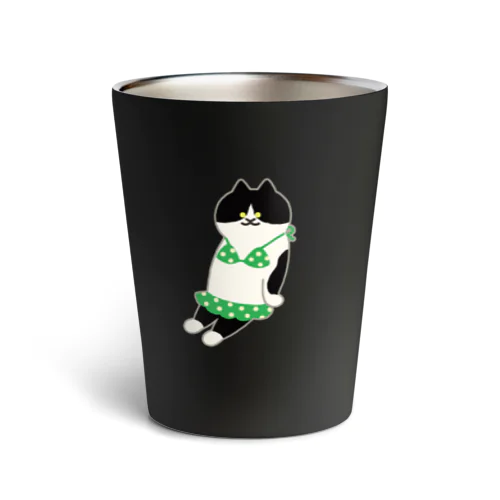 緑のビキニのねこ Thermo Tumbler