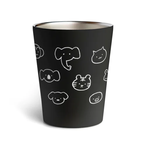 白いアニマル　ゆるいらくがき Thermo Tumbler