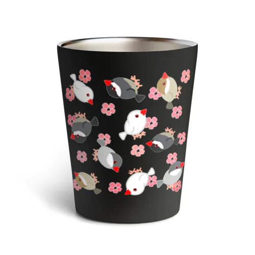 桜と文鳥わらわら Thermo Tumbler