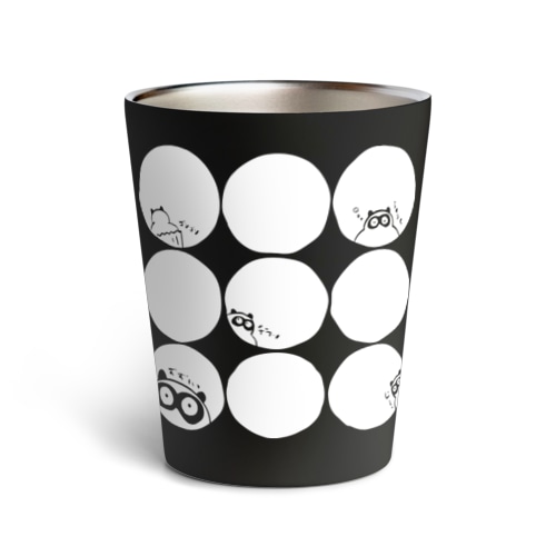ドットたぬきケーキ白 Thermo Tumbler