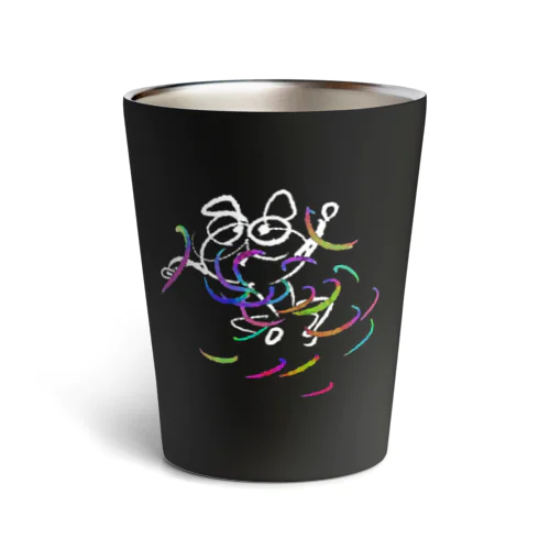 カラフル　パグ　ダンシング（ホワイト） Thermo Tumbler