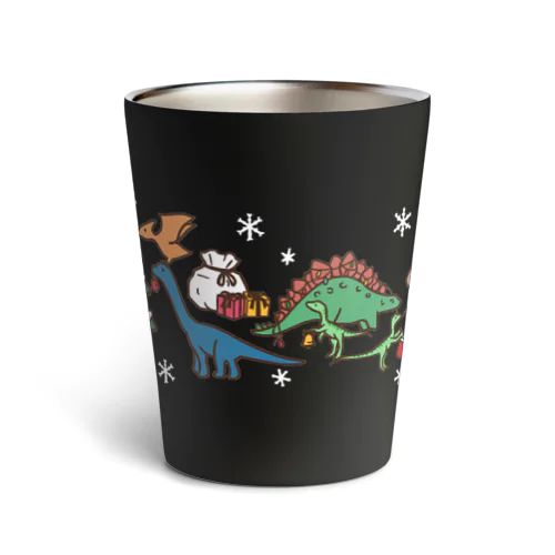 恐竜たちのクリスマス（濃い生地用） Thermo Tumbler