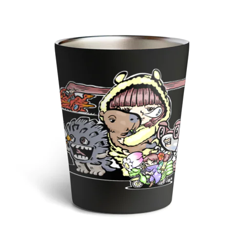 カピバラ好きすぎる子ちゃんと愉快な仲間たち(濃口) Thermo Tumbler