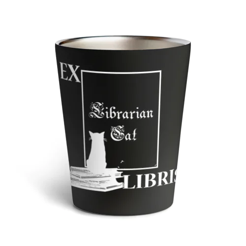 図書館猫 蔵書印 ♡ Librarian Cat in Ukraine♡ ウクライナ 本と猫 読書 ♡ Donation Items Thermo Tumbler