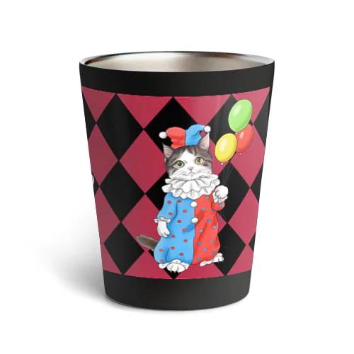 サーカスにゃんこ　風船ピエロ　菱形付き Thermo Tumbler