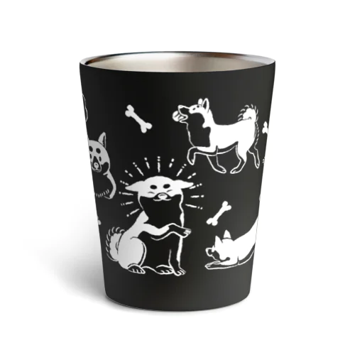 イヌちゃんサーモタンブラー white on black Thermo Tumbler