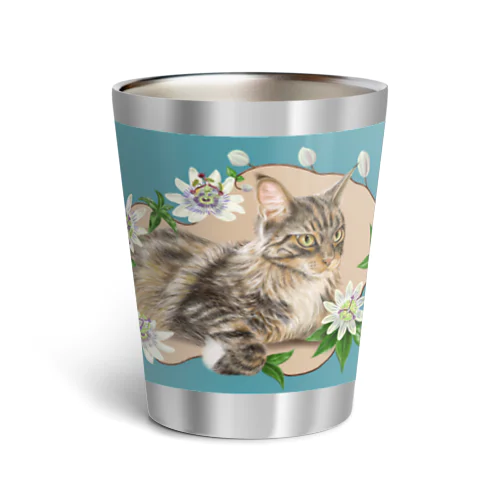 🌼花と猫😸　トケイソウ Thermo Tumbler