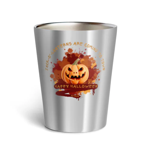 ハロウィンのかぼちゃ「ジャック・オー・ランタン」 Thermo Tumbler