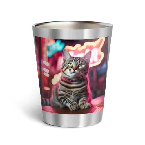 アメリカンショートヘア#3【ネオンストリートcat】 Thermo Tumbler