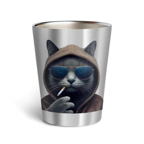 Smoking Cat Thermo Tumbler