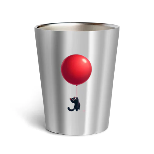 風船で空を飛んだ黒猫君 Thermo Tumbler