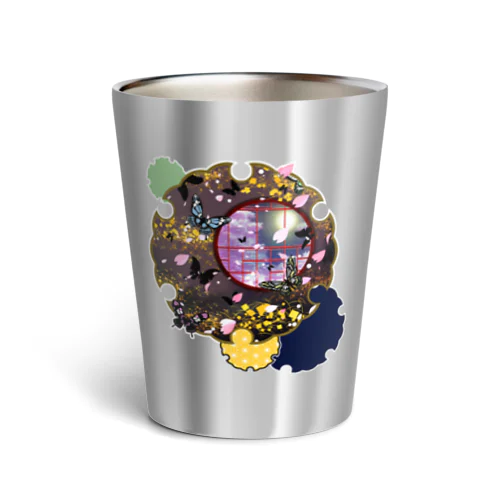 雪輪に夜桜蝶 Thermo Tumbler