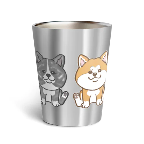 ２人は仲良し秋田犬 Thermo Tumbler