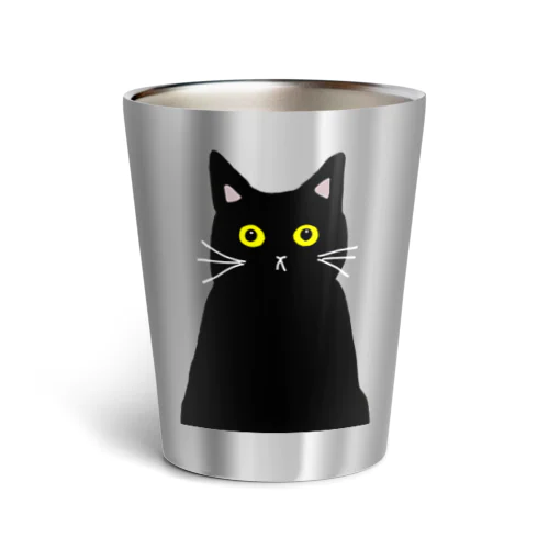 ビックリした黒猫 Thermo Tumbler