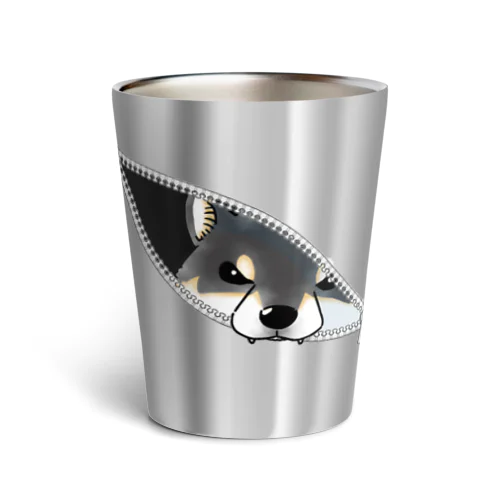 ジッパーからのぞく柴犬（黑柴） Thermo Tumbler