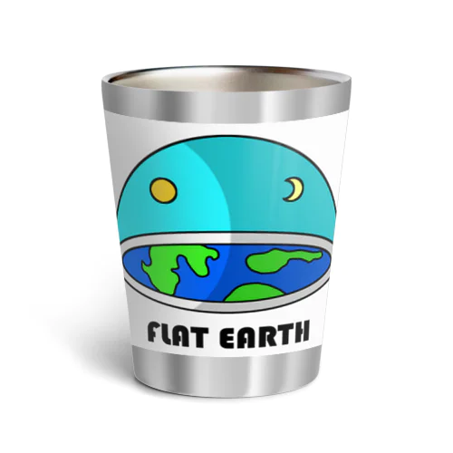 フラットアース　（FLAT　EARTH）白色背景 Thermo Tumbler