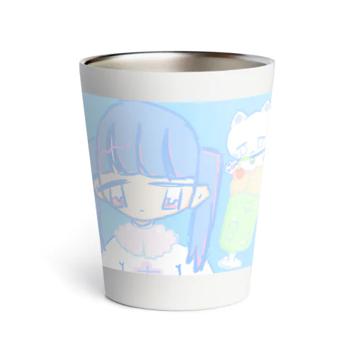 女の子とクリームソーダとネコ Thermo Tumbler