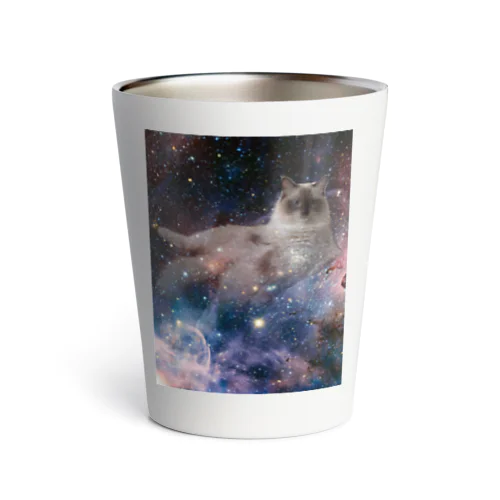 BLACK FACE CAT in space  Thermo Tumbler