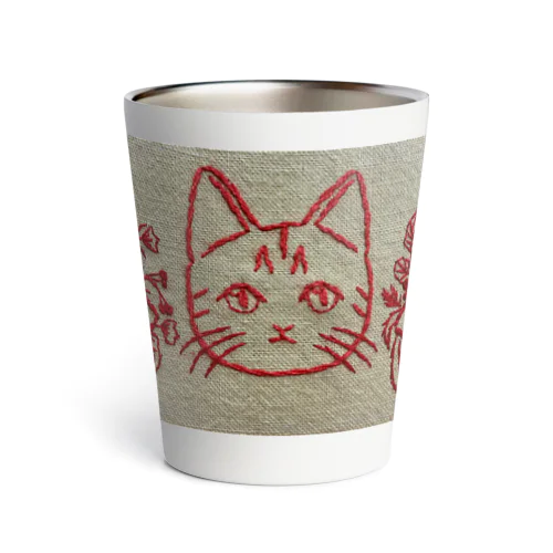 手刺繍ねこ Thermo Tumbler