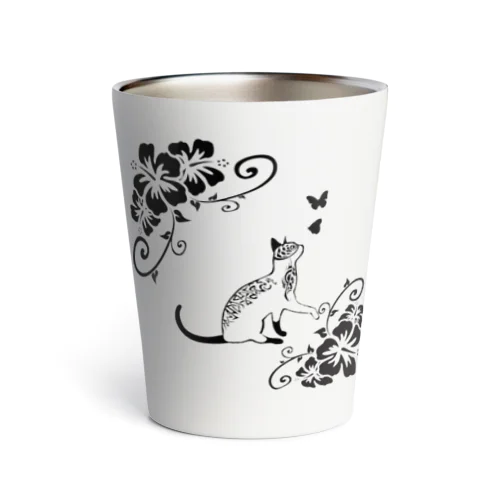 猫(トライバルデザイン) Thermo Tumbler