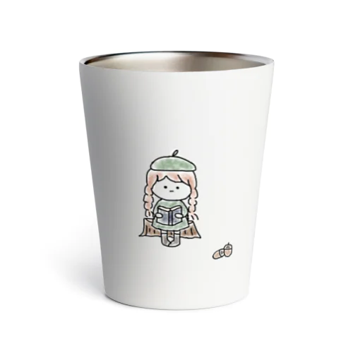 読書中の、みつあみちゃん Thermo Tumbler