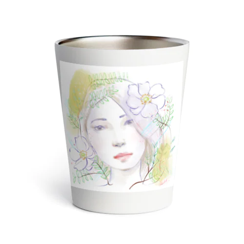 お花と水彩の子 Thermo Tumbler