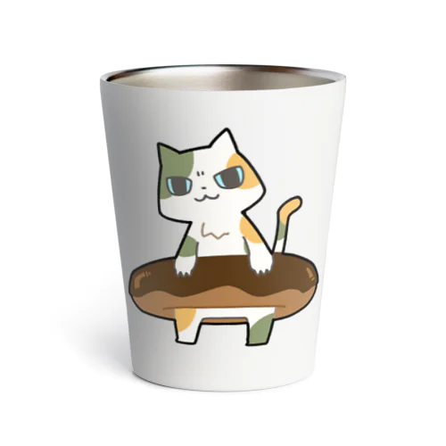 ドーナツをゲットしてご満悦の猫 Thermo Tumbler