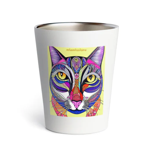 カラフルでエスニックテイストでポップな猫－Colorful, ethnic flavored, pop cat. Thermo Tumbler