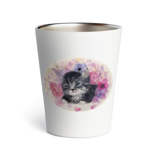 可愛い子猫のかくれんぼ Thermo Tumbler