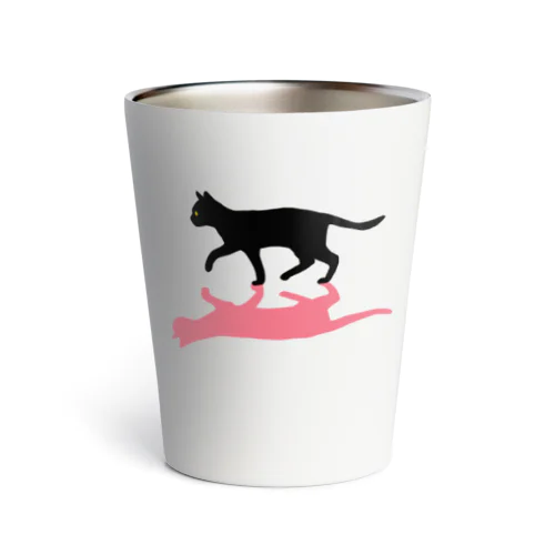 黒猫と影　ピンク Thermo Tumbler