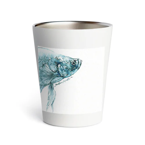 横顔さかなクン　ペン画ブルーグリーン Thermo Tumbler