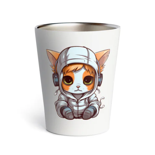 パーカーを着ているネコちゃん Thermo Tumbler