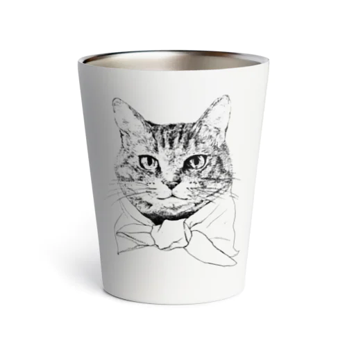 ペン画のしましま猫ちゃん Thermo Tumbler