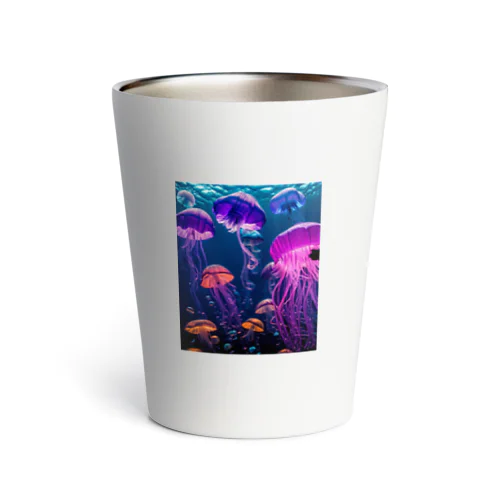 swim underwater colorful jellyfish Thermo Tumbler