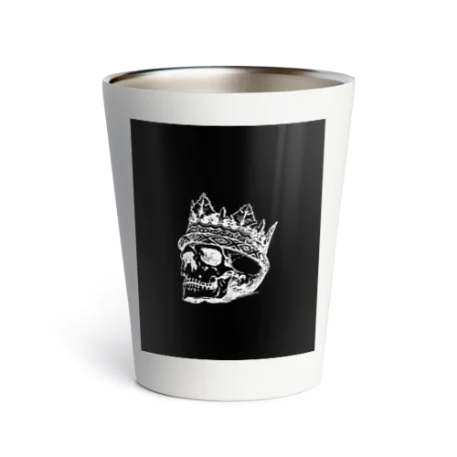 Black White Illustrated Skull King  Thermo Tumbler