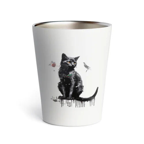 道端に描かれていそうな猫 Thermo Tumbler