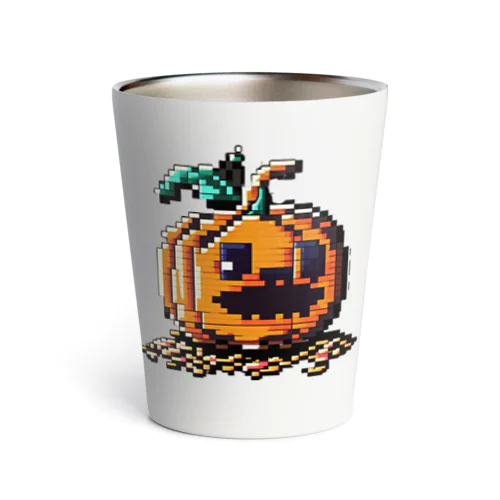 ドット絵のハロウィンかぼちゃのおばけ サーモタンブラー