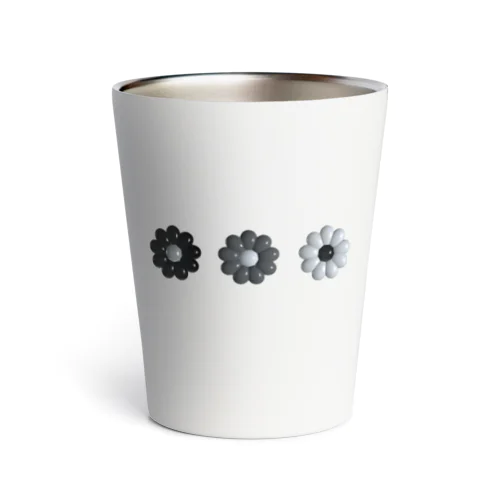 メタリック　お花　モノクロ　その2 Thermo Tumbler