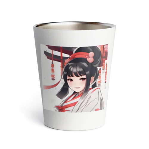 巫女服を着た綺麗なポニーテール女性のグッズ Thermo Tumbler