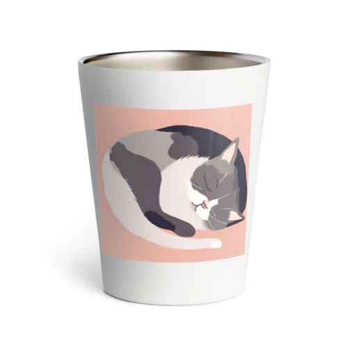 寝ている猫のイラスト Thermo Tumbler