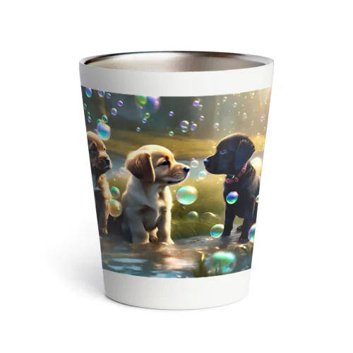 子犬達とシャボン玉 Thermo Tumbler